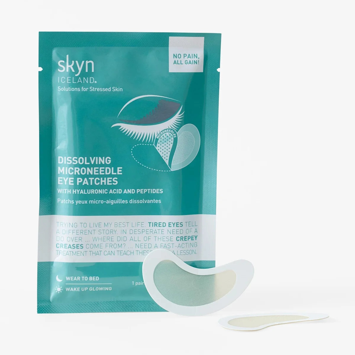 Dissolving Microneedle Eye Patches - Targeted treatment for under-eye wrinkles and puffiness, infused with hyaluronic acid, peptides, and Icelandic glacial water for deep hydration - Skyn Iceland