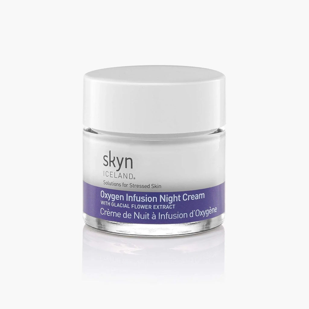 Oxygen Infusion Night Cream - Hydrating overnight cream with oxygen-boosting technology, Icelandic glacial water, and nourishing botanicals to replenish and revitalize skin while you sleep for a smoother, more youthful complexion - Skyn Iceland