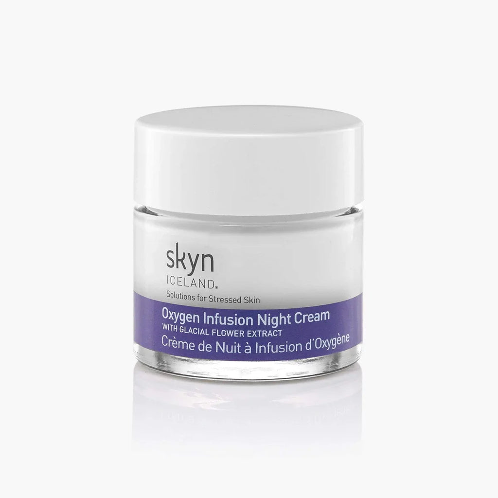 Oxygen Infusion Night Cream - Hydrating overnight cream with oxygen-boosting technology, Icelandic glacial water, and nourishing botanicals to replenish and revitalize skin while you sleep, leaving a smoother, more youthful complexion - Skyn Iceland