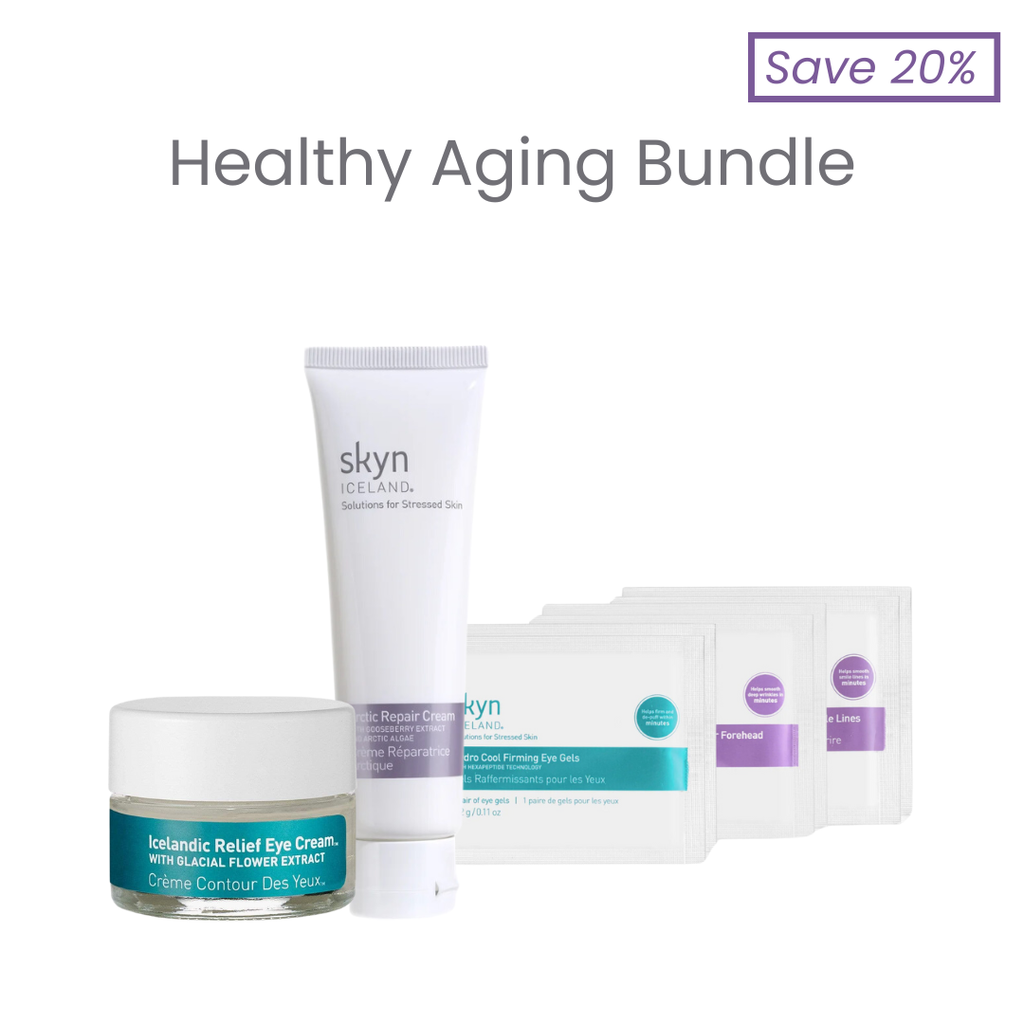 Healthy Aging Bundle  - Icelandic Relief Eye Cream, Arctic Repair Cream, and Hydro Cool Firming Eye Gels - Complete set of skincare essentials with Icelandic glacial water, peptides, and antioxidants to hydrate, firm, and repair skin, reducing puffiness, fine lines, and dryness for a youthful, refreshed appearance - Skyn Iceland